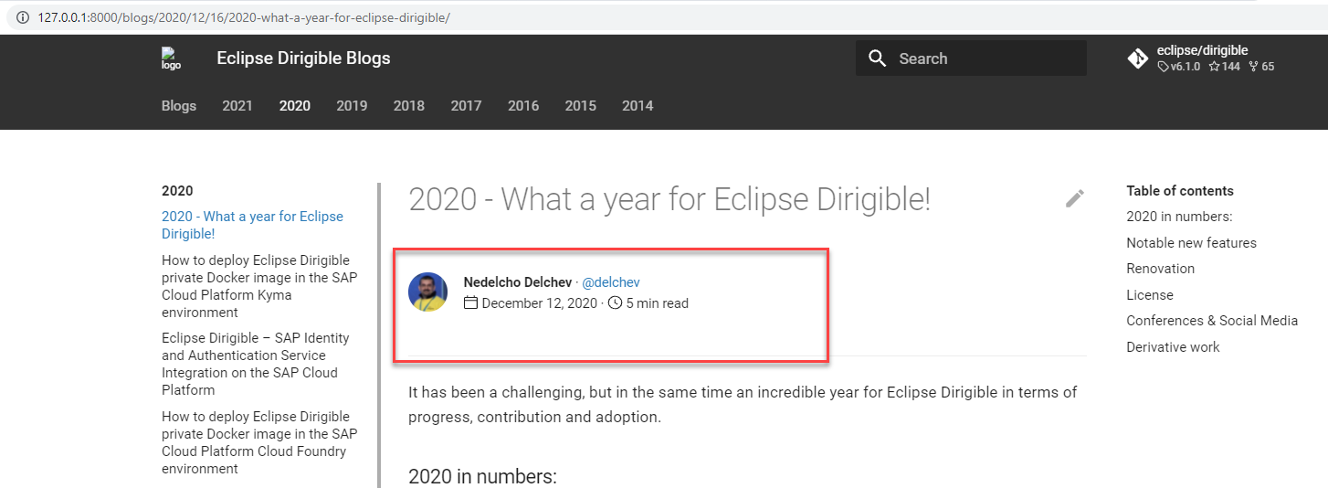 Blog Dirigible Screenshot